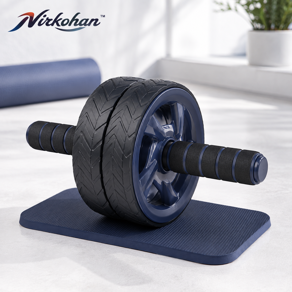 Nirkohan™ GlidePro Wide-Wheel Ab Roller – Core Exercise Wheel with Ergonomic Handles & Knee Pad