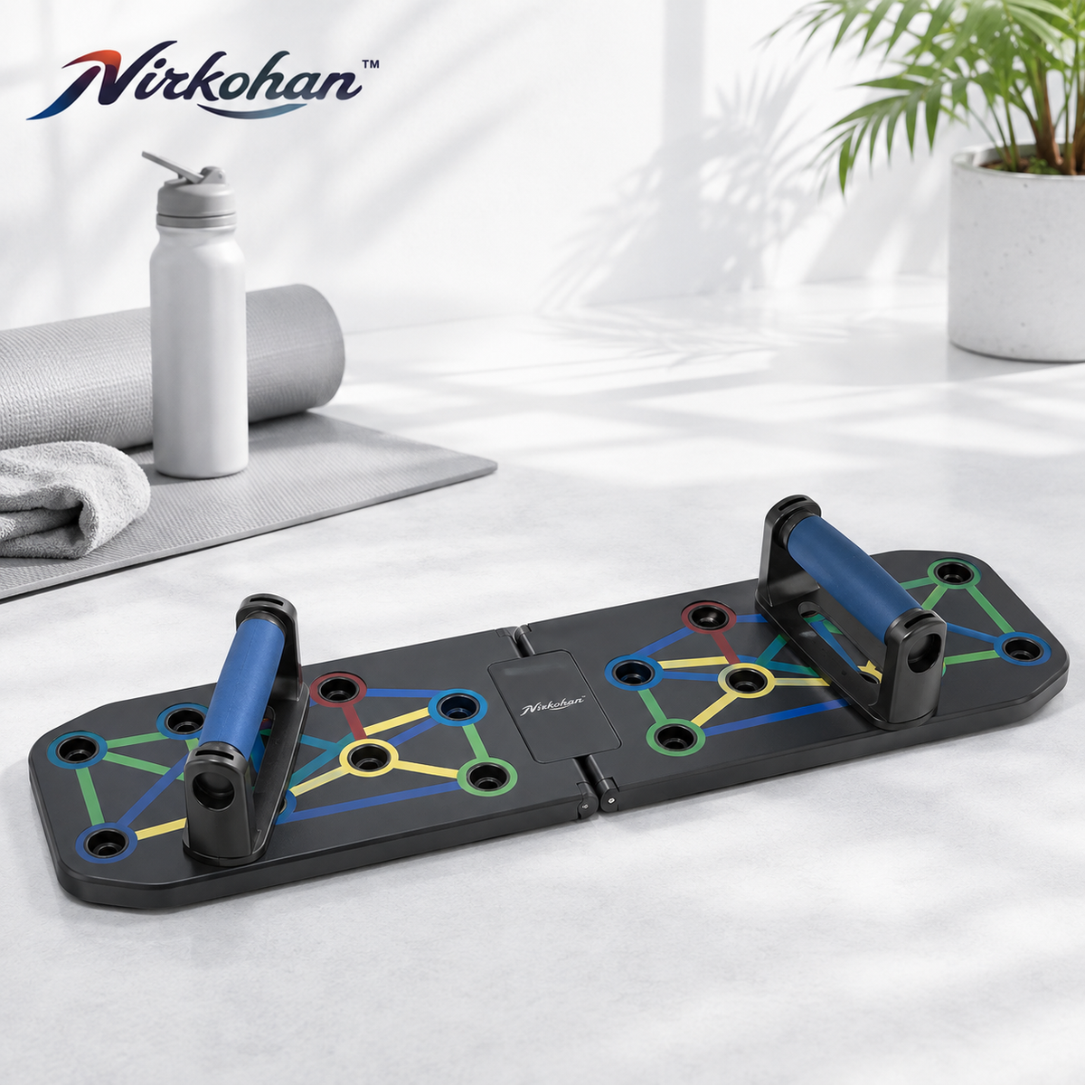 Nirkohan™ PowerRoute Foldable Push-Up Board – Multi-Position Push Up Handles for Chest, Shoulders, Triceps & Back