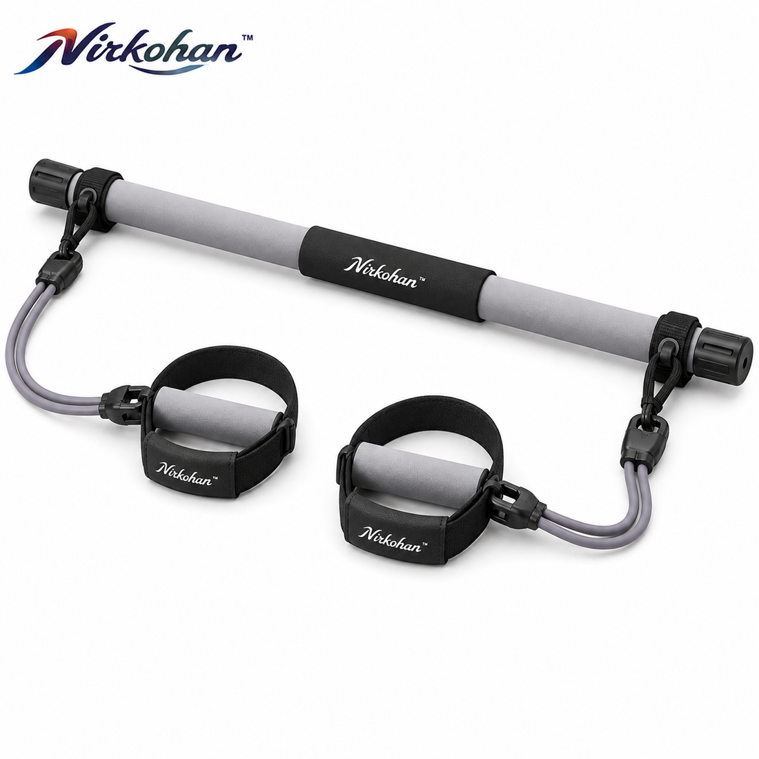 Nirkohan™ FlexBar Pilates Resistance System – Portable Pilates Bar with Dual Resistance Bands & Foot Straps