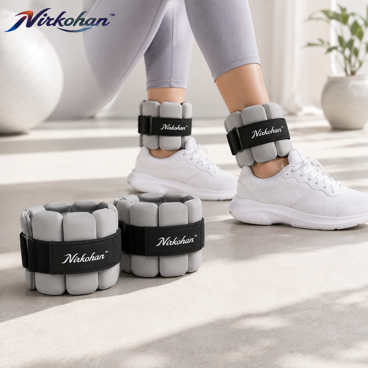 Nirkohan™ ShiftWeight Adjustable Ankle & Wrist Weights – Removable Resistance Pair for Walking, Pilates & Home Workouts