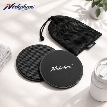 Nirkohan™ CoreSlide Dual-Sided Fitness Sliders – Low-Profile Core & Full Body Exercise Discs with Carry Pouch