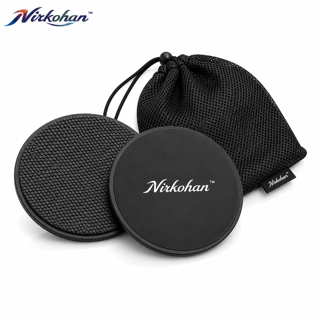 Nirkohan™ CoreSlide Dual-Sided Fitness Sliders – Low-Profile Core & Full Body Exercise Discs with Carry Pouch