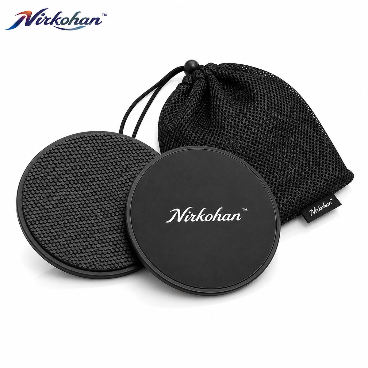 Nirkohan™ CoreSlide Dual-Sided Fitness Sliders – Low-Profile Core & Full Body Exercise Discs with Carry Pouch