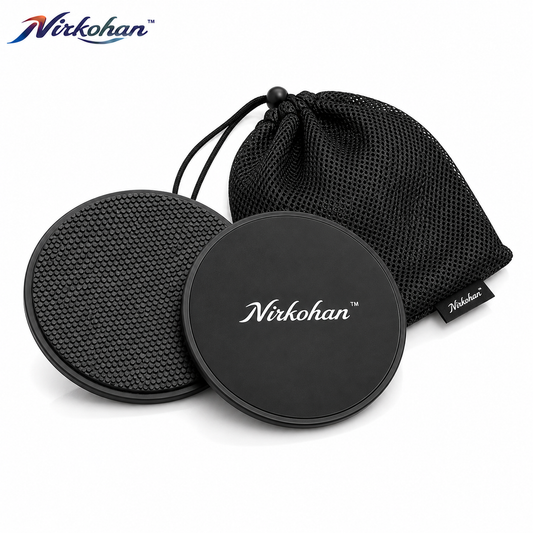 Nirkohan™ CoreSlide Dual-Sided Fitness Sliders – Low-Profile Core & Full Body Exercise Discs with Carry Pouch