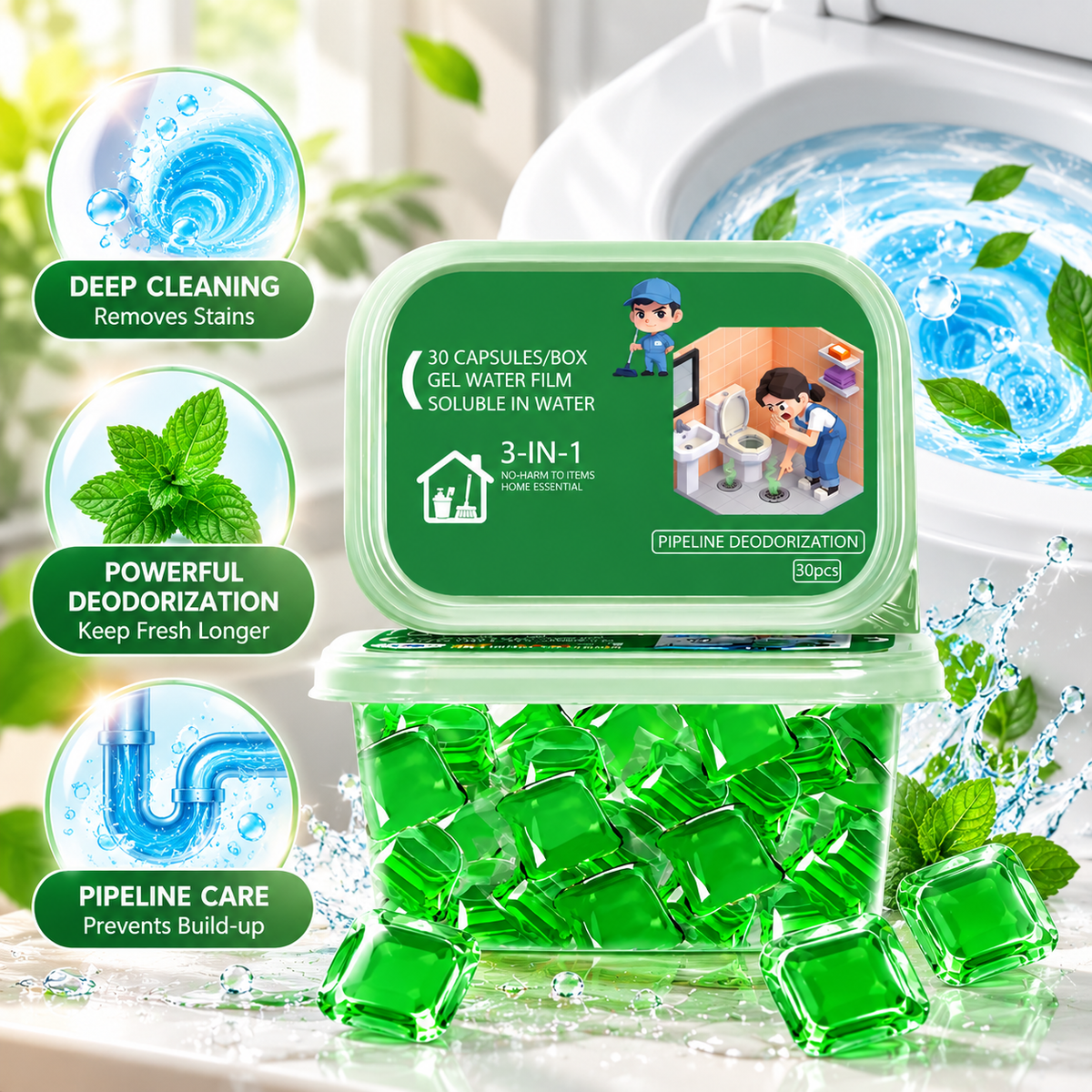 Bio-Enzyme Drain Deodorizer Capsules